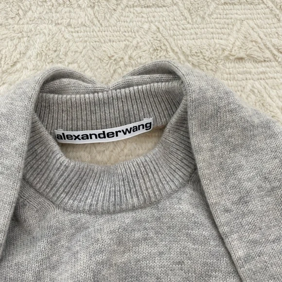 Alexander Wang over the shoulder illusion tulle sweater in grey - Picture 8 of 8